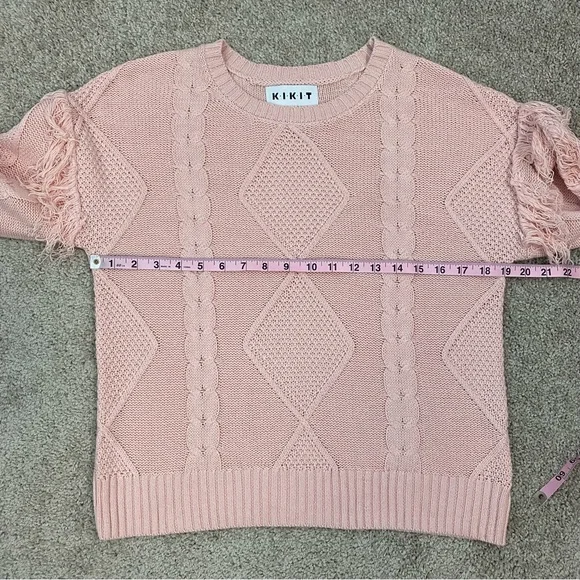 Kikit Cable Knit Fringe Sweater Pink M - Picture 8 of 9